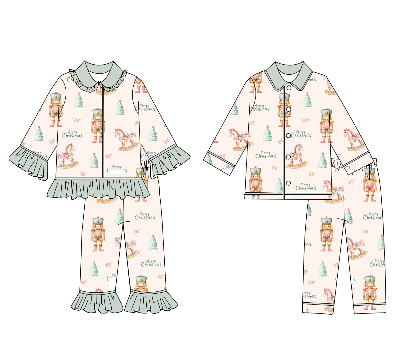 Summer Clothing Boutiques - 부티크 아동복 크리스마스 2피스 긴팔 바지