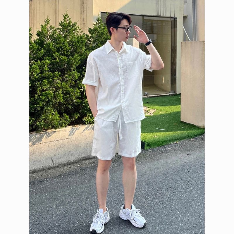 Summer Youth Clothing - 캐주얼 코튼 린넨 남성 셔츠와 긴