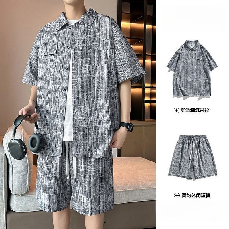 Summer Youth Clothing - 남성 세트 반팔 셔츠+ 5포인트 반바지