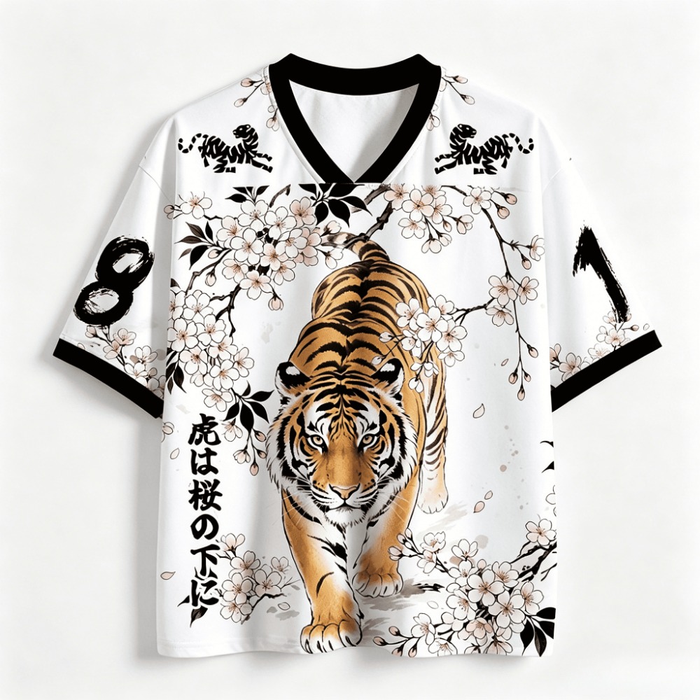 Japanese Summer Clothing Men - 3D 프린트 일본 우키요에 호랑이 벚꽃