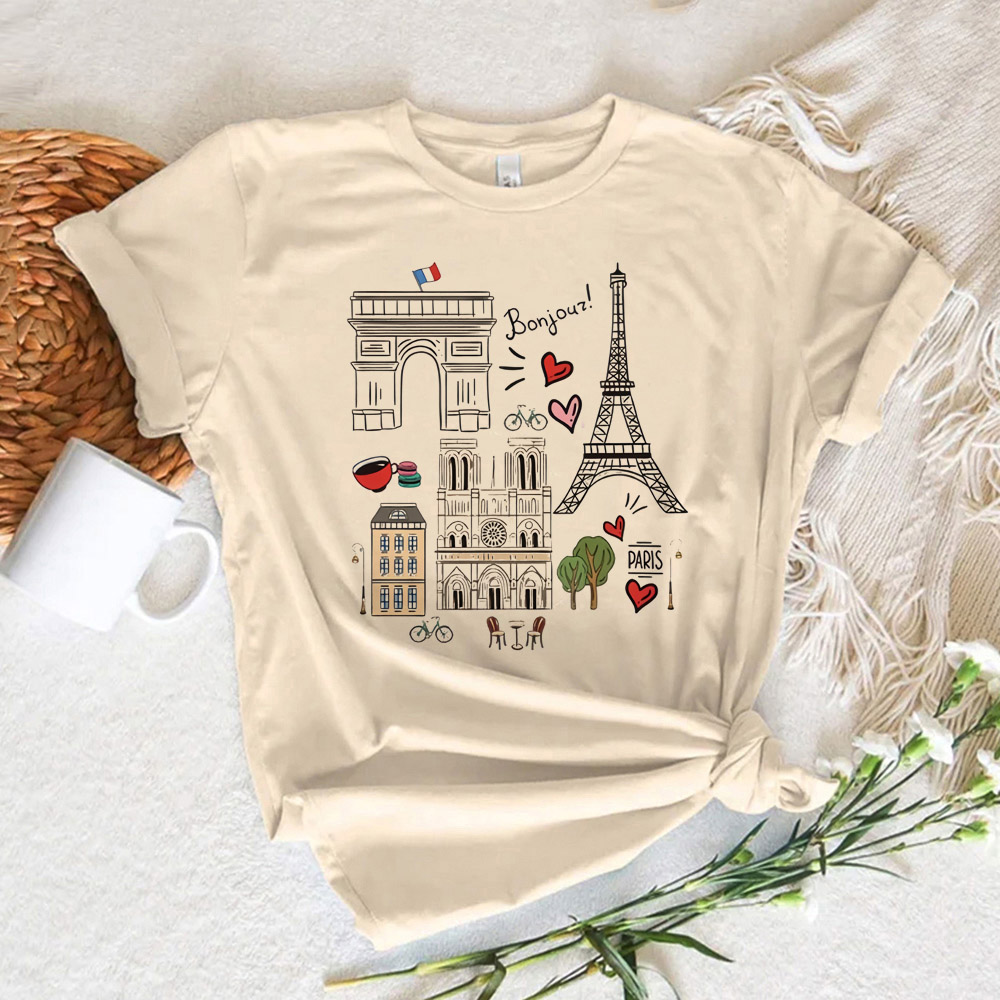 Summer Clothing In Paris - 파리 프린트 여성 티셔츠 여성 만화