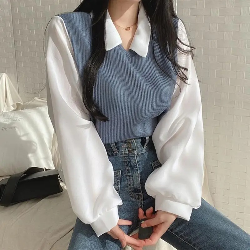 Summer Youth Clothing - 여름 블라우스 여성 한국 스타일 거짓