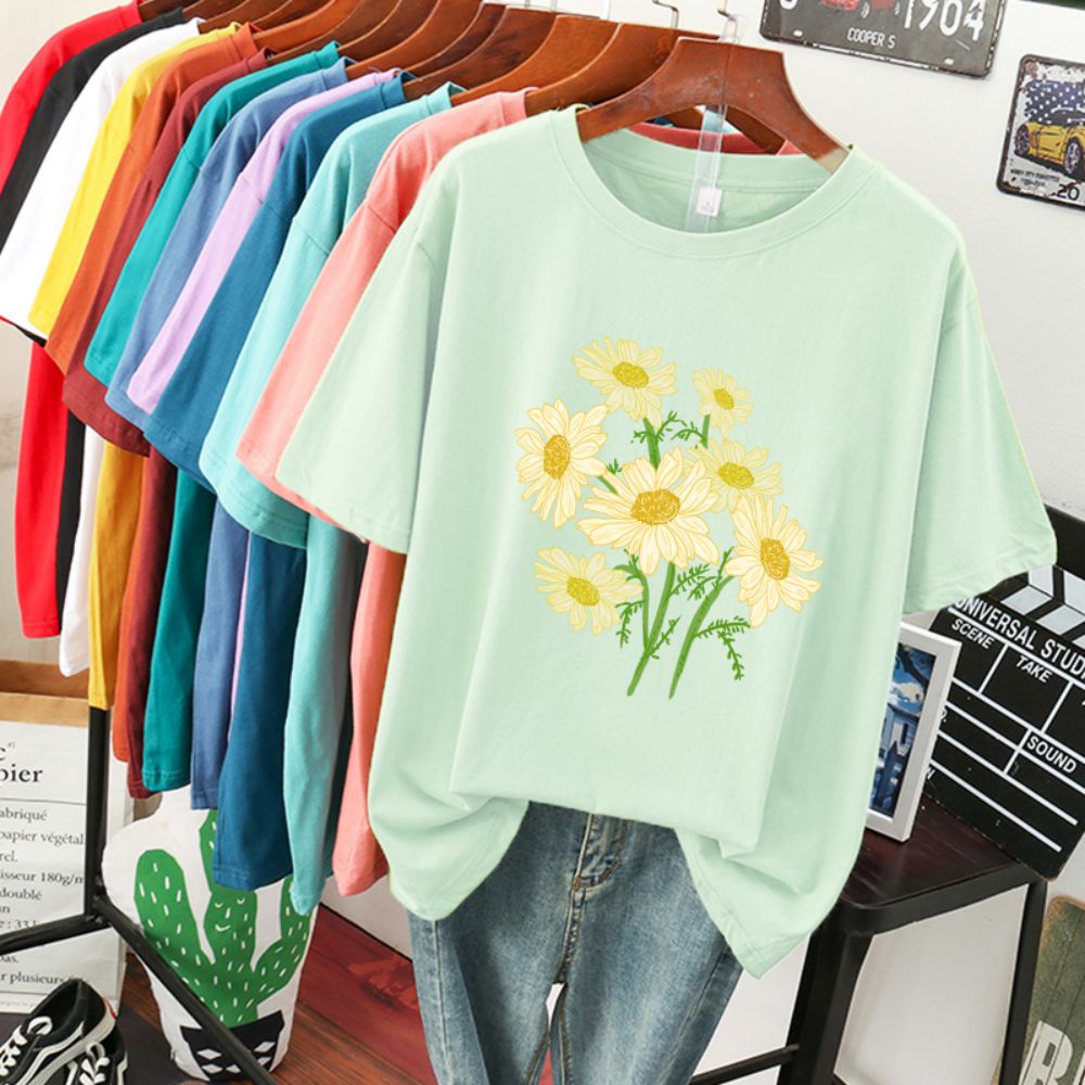Yellow Summer Clothing - 여성용 스트리트 코튼 티셔츠, 신선한 하라주쿠