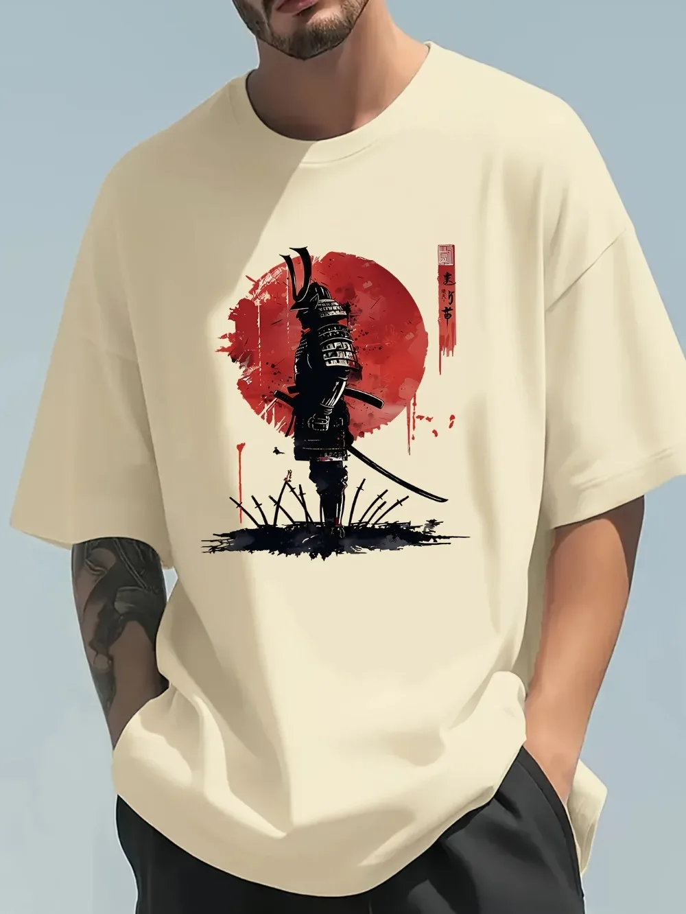 Japanese Summer Clothing Men - Fashiona 캐주얼 루즈 일본 사무라이 패턴