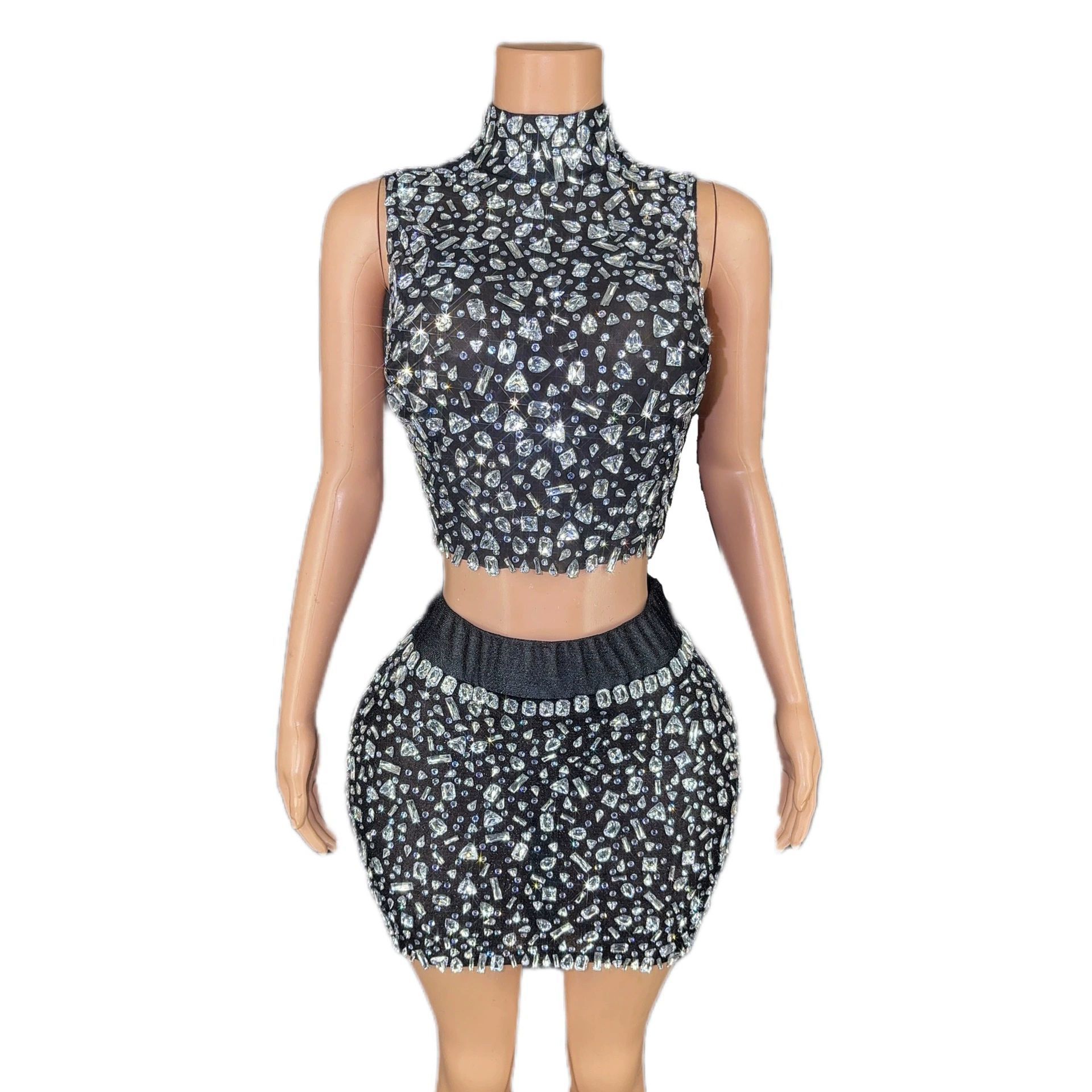 풀 다이아몬드 스플릿 드레스 세트 드레스 스커트 여성  - Summer Clothing Words 리뷰 및 가격
