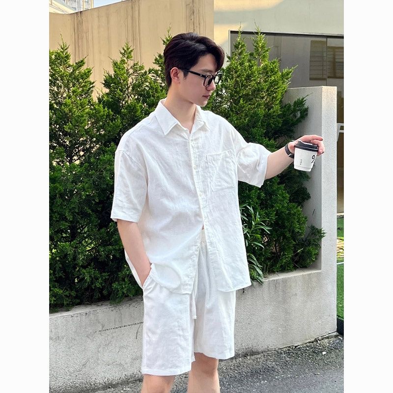 캐주얼 코튼 린넨 남성 셔츠와 긴 바지 세트 봄 여름  - Summer Youth Clothing 리뷰 및 가격