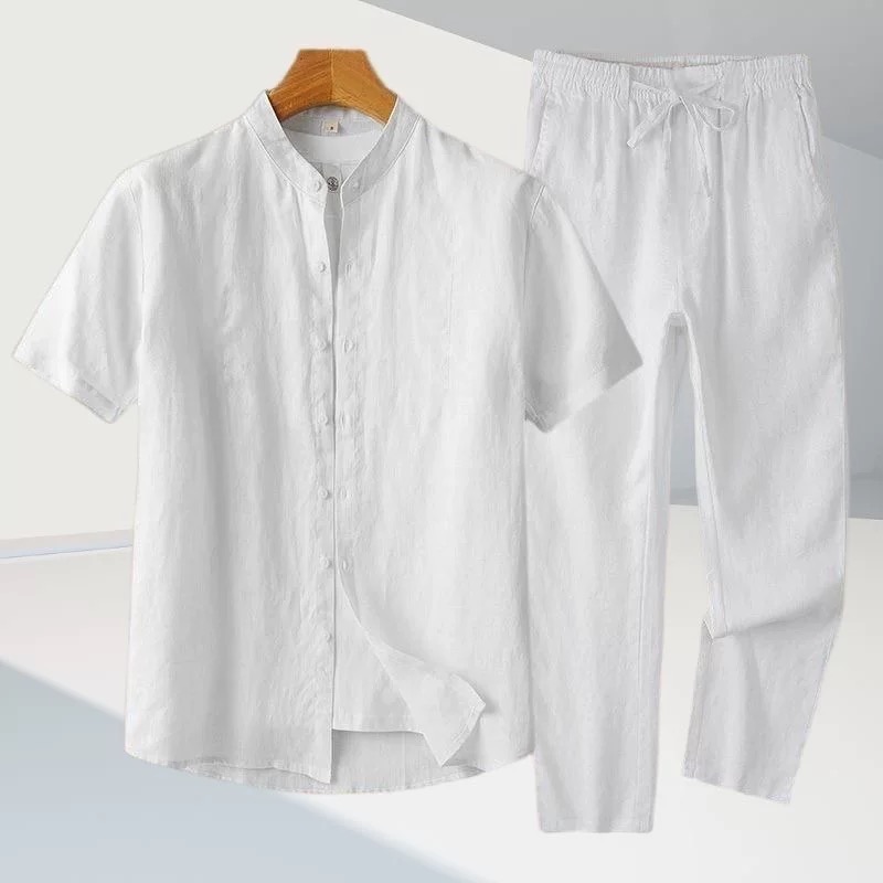 캐주얼 코튼 린넨 남성 셔츠와 긴 바지 세트 봄 여름  - Summer Youth Clothing 리뷰 및 가격
