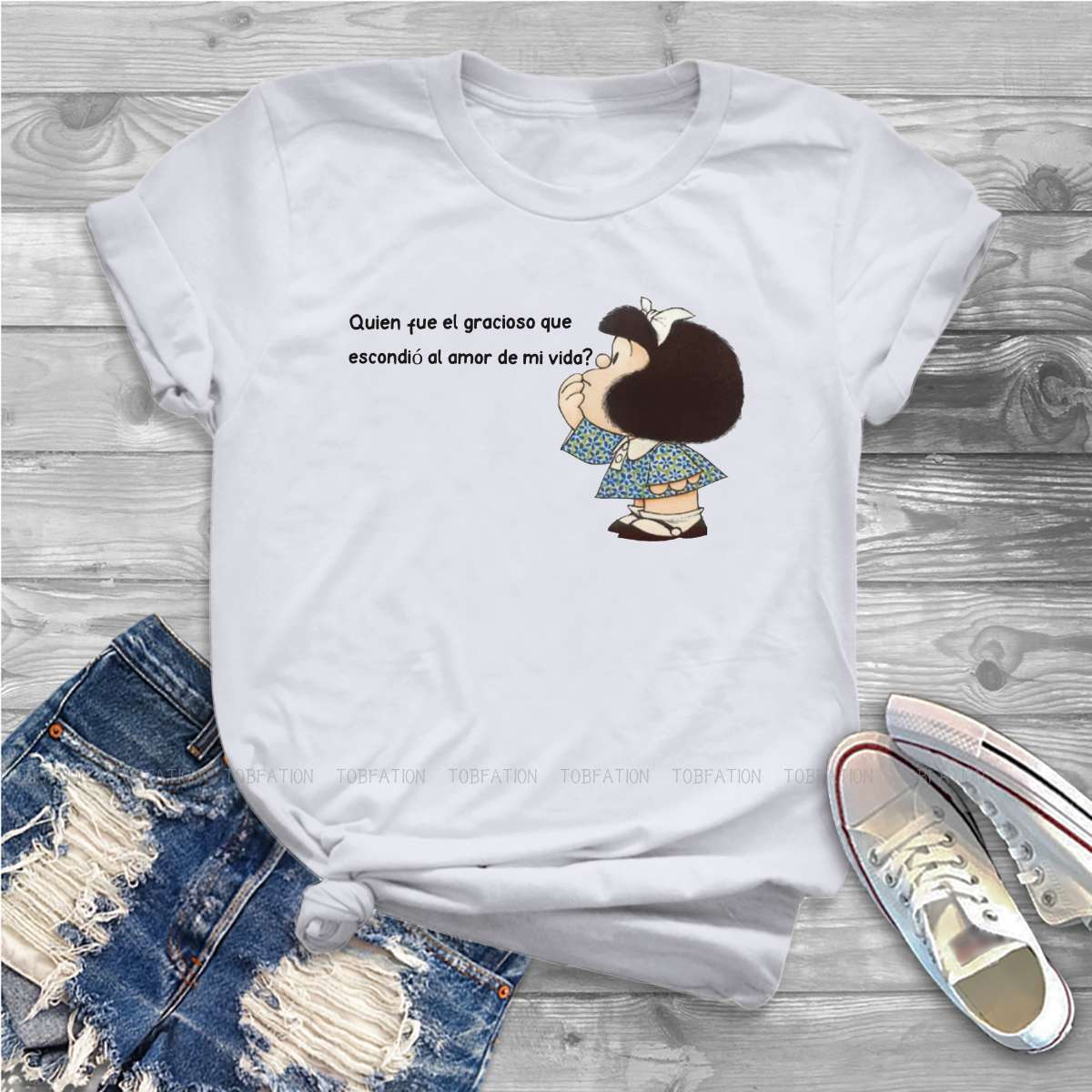 단어 필수 여성복 Mafalda Quino 만화 만화  - Summer Clothing Words 리뷰 및 가격