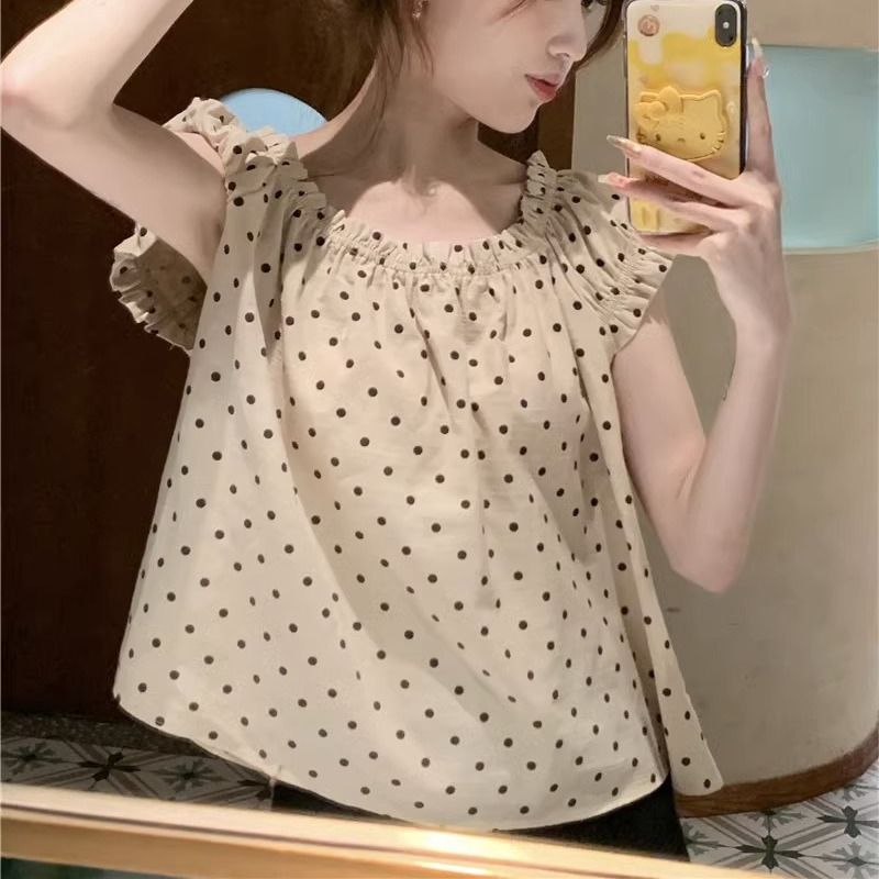 한국 감성 물방울 무늬 루즈 블라우스 여름 신상 얇은  - Summer Youth Clothing 리뷰 및 가격