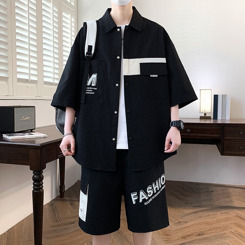 패션 남성 세트 상의 셔츠 & 반바지 투피스 트랙슈트  - Summer Youth Clothing 리뷰 및 가격