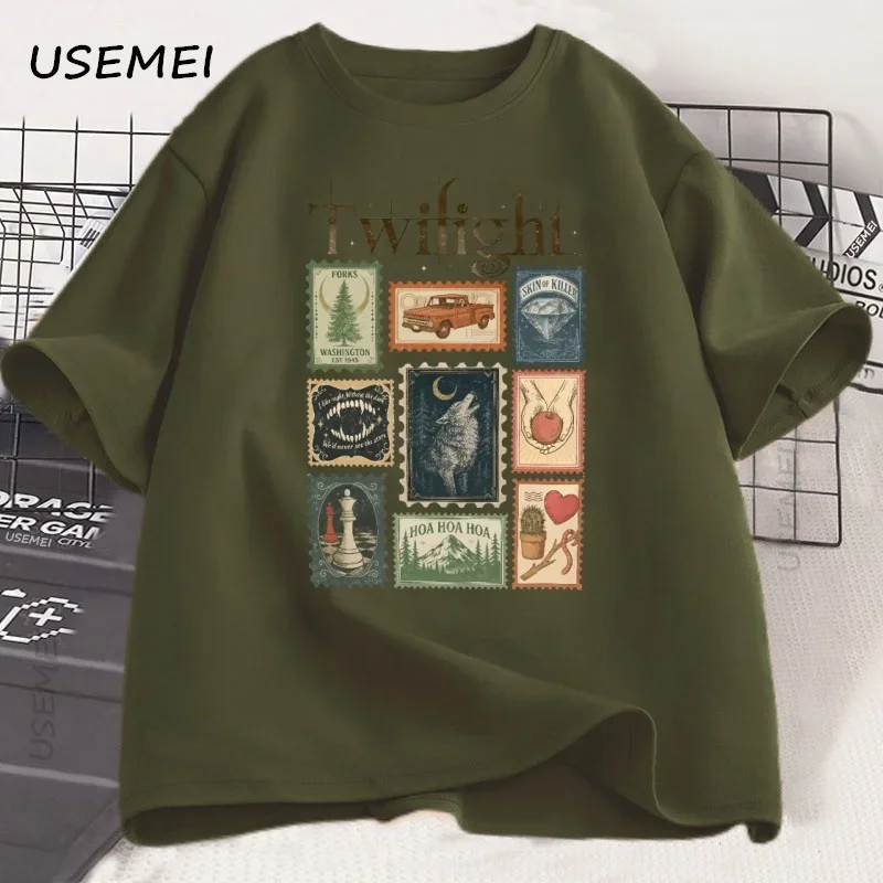 빈티지 트와일라잇 포크스 티셔츠 책 애호가 코튼 남성  - Summer Clothing Aesthetic 리뷰 및 가격