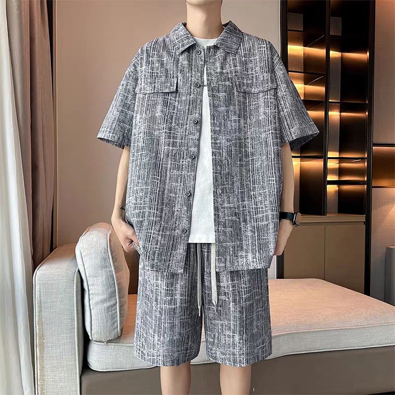 남성 세트 반팔 셔츠+ 5포인트 반바지 캐주얼 청소년  - Summer Youth Clothing 리뷰 및 가격