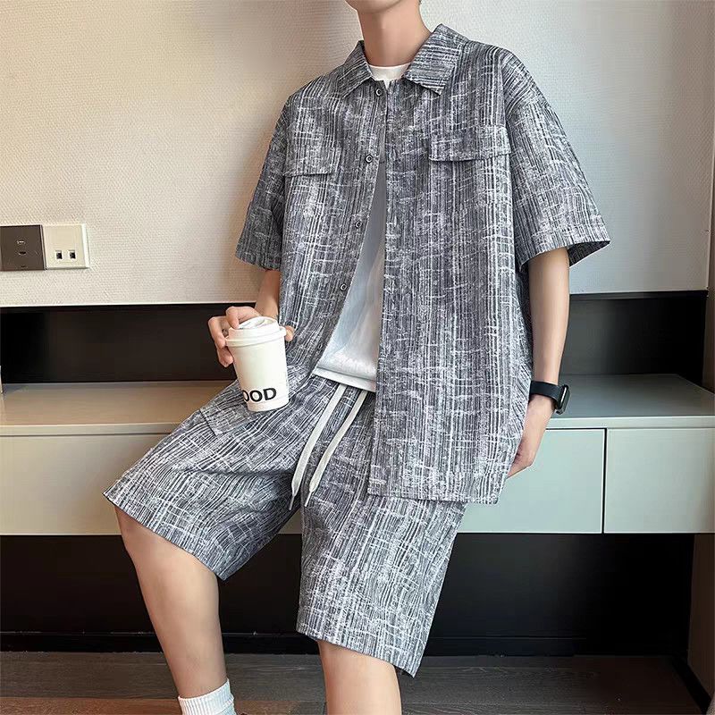 남성 세트 반팔 셔츠+ 5포인트 반바지 캐주얼 청소년  - Summer Youth Clothing 리뷰 및 가격