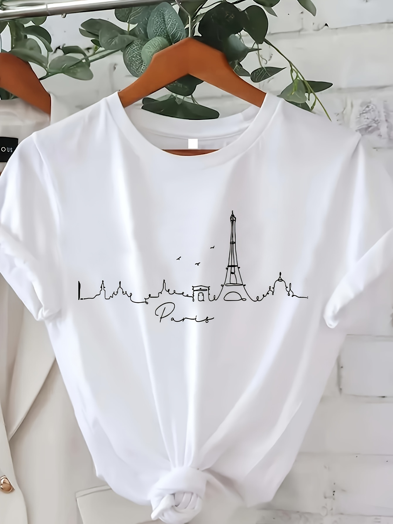 시크한 파리 스타일 여성 티셔츠 캐주얼 반팔 크루넥 통 - Summer Clothing In Paris 리뷰 및 가격