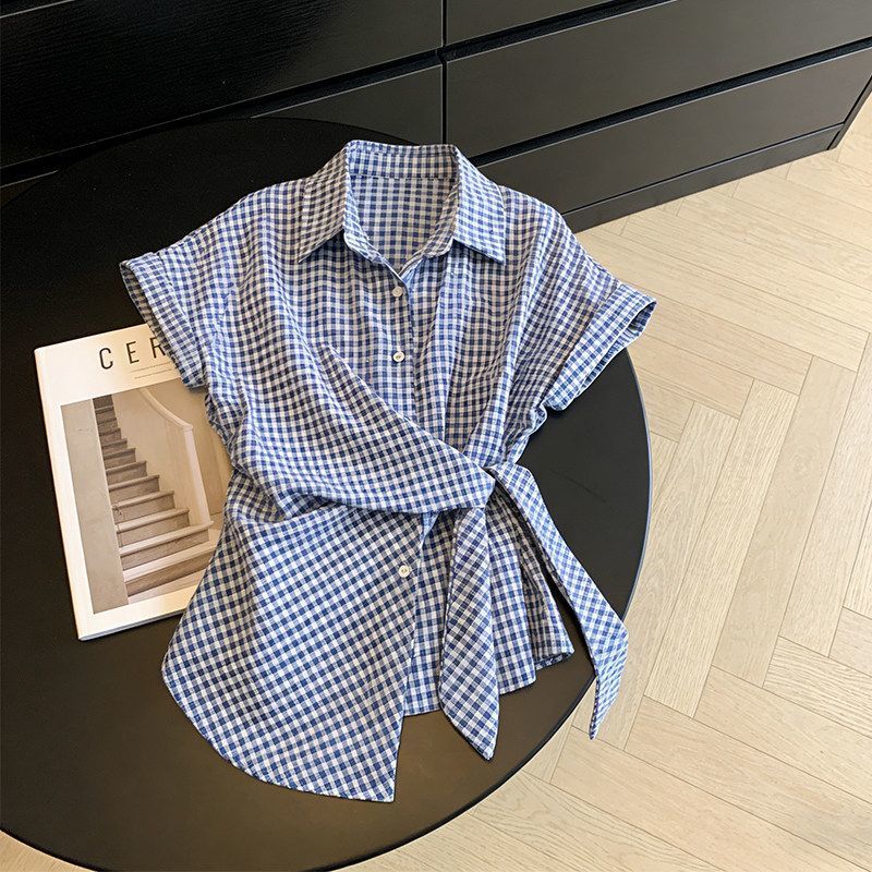 불규칙한 격자 무늬 붕대 트렌드 반팔 셔츠 탑 여름 여 - Summer Youth Clothing 리뷰 및 가격