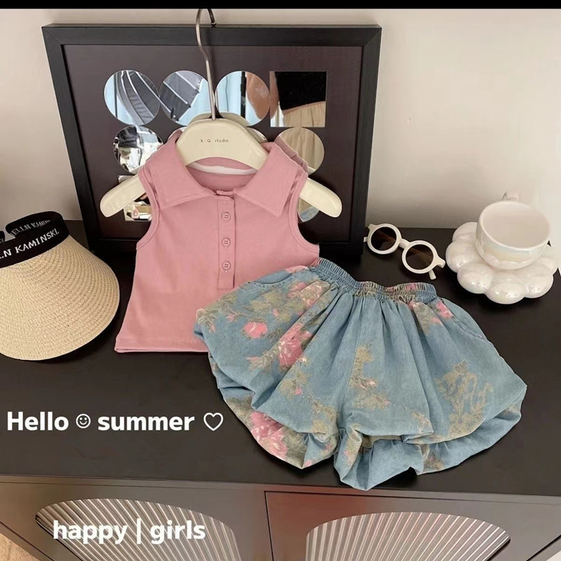 아동 의류 세트 민소매 탑 + 데님 버드 반바지 2pc - Summer Clothing Boutiques 리뷰 및 가격