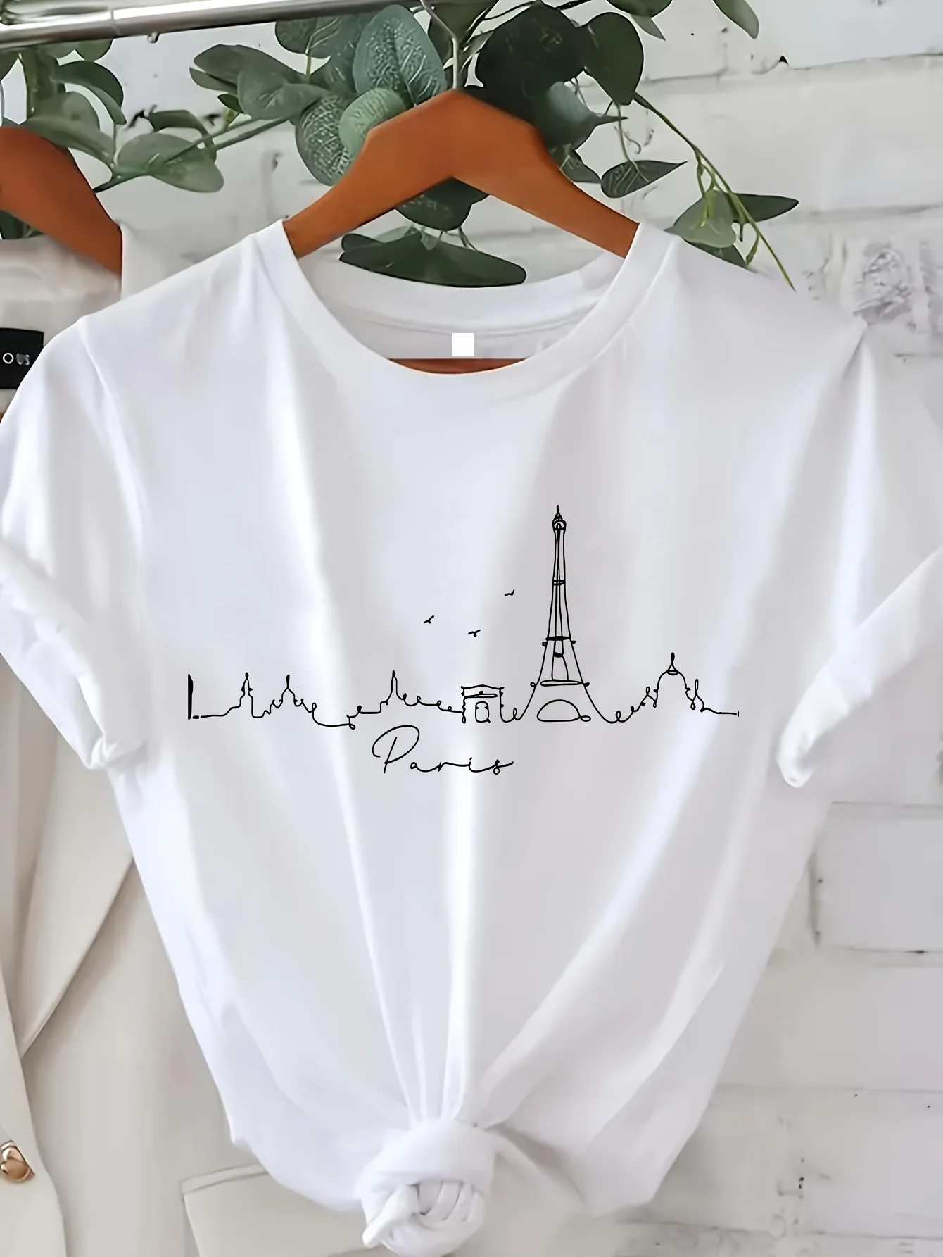 파리 프린트 티셔츠 반팔 크루넥 캐주얼 탑 여름 & 봄 - Summer Clothing In Paris 리뷰 및 가격