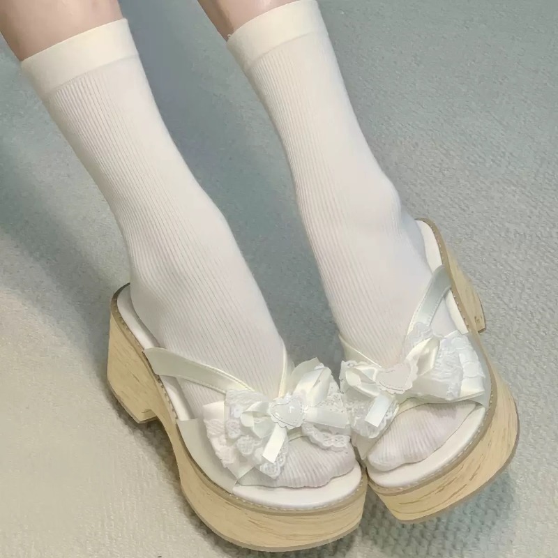스윗 보우 우드 그레인 두꺼운 바닥 플랫폼 슬리퍼 여성 - Summer Clothing Collection 리뷰 및 가격