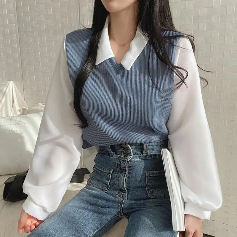 여름 블라우스 여성 한국 스타일 거짓 투피스 폴로 칼라 - Summer Youth Clothing 리뷰 및 가격