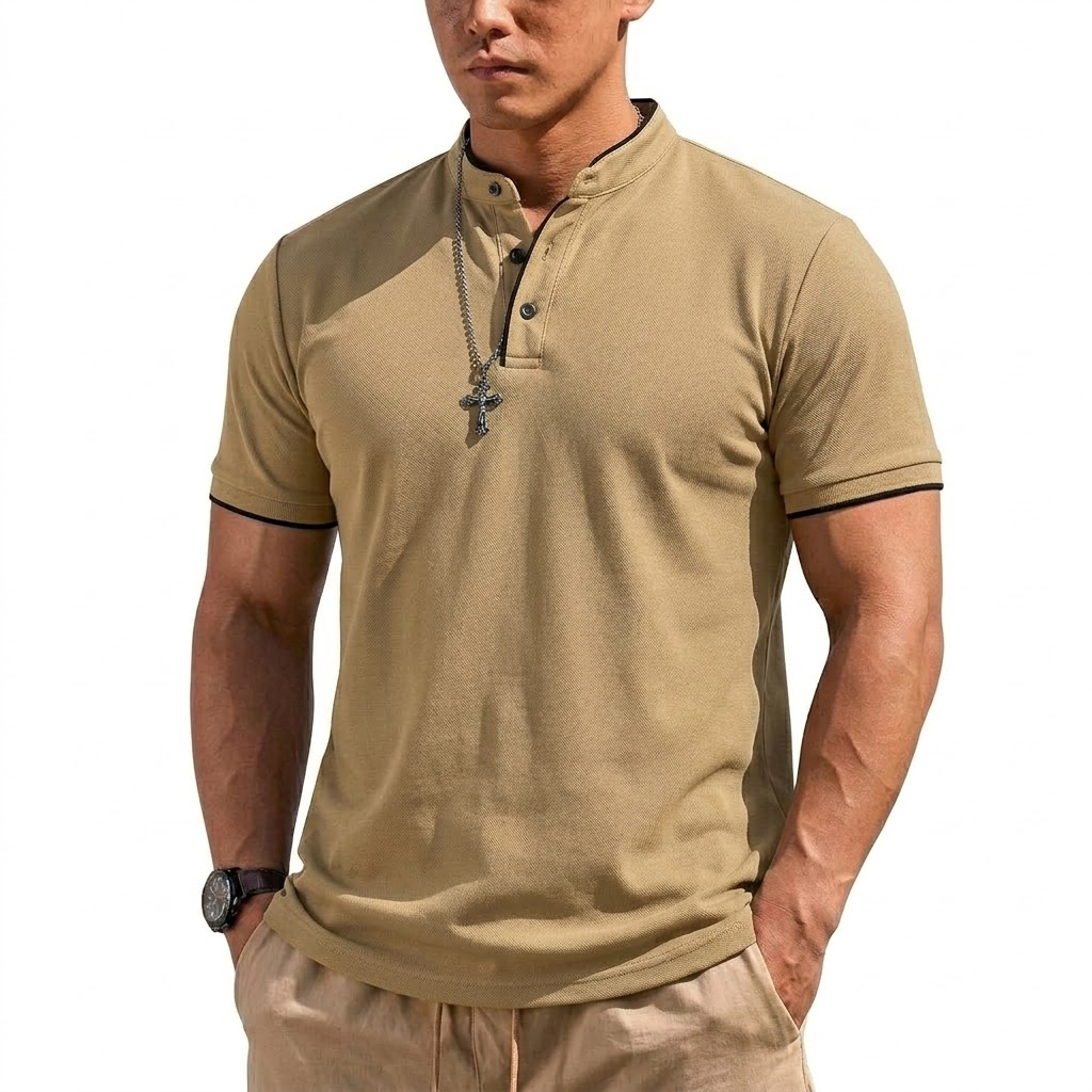 여름 반팔 헨리 셔츠 남성용 버튼 폴로 셔츠 클래식 칼 - Summer Hiking Clothing 리뷰 및 가격