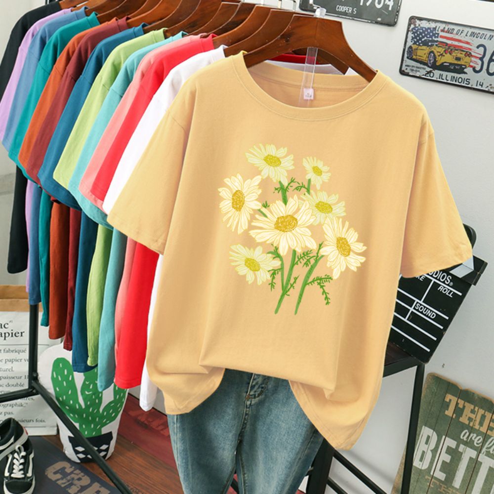 여성용 스트리트 코튼 티셔츠, 신선한 하라주쿠 노란색  - Yellow Summer Clothing 리뷰 및 가격