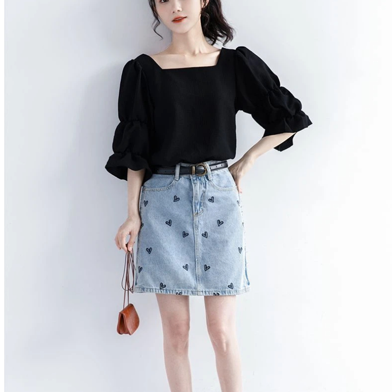 플리츠 반팔 솔리드 한국 셔츠 탑 새로운 여름 청소년  - Summer Youth Clothing 리뷰 및 가격