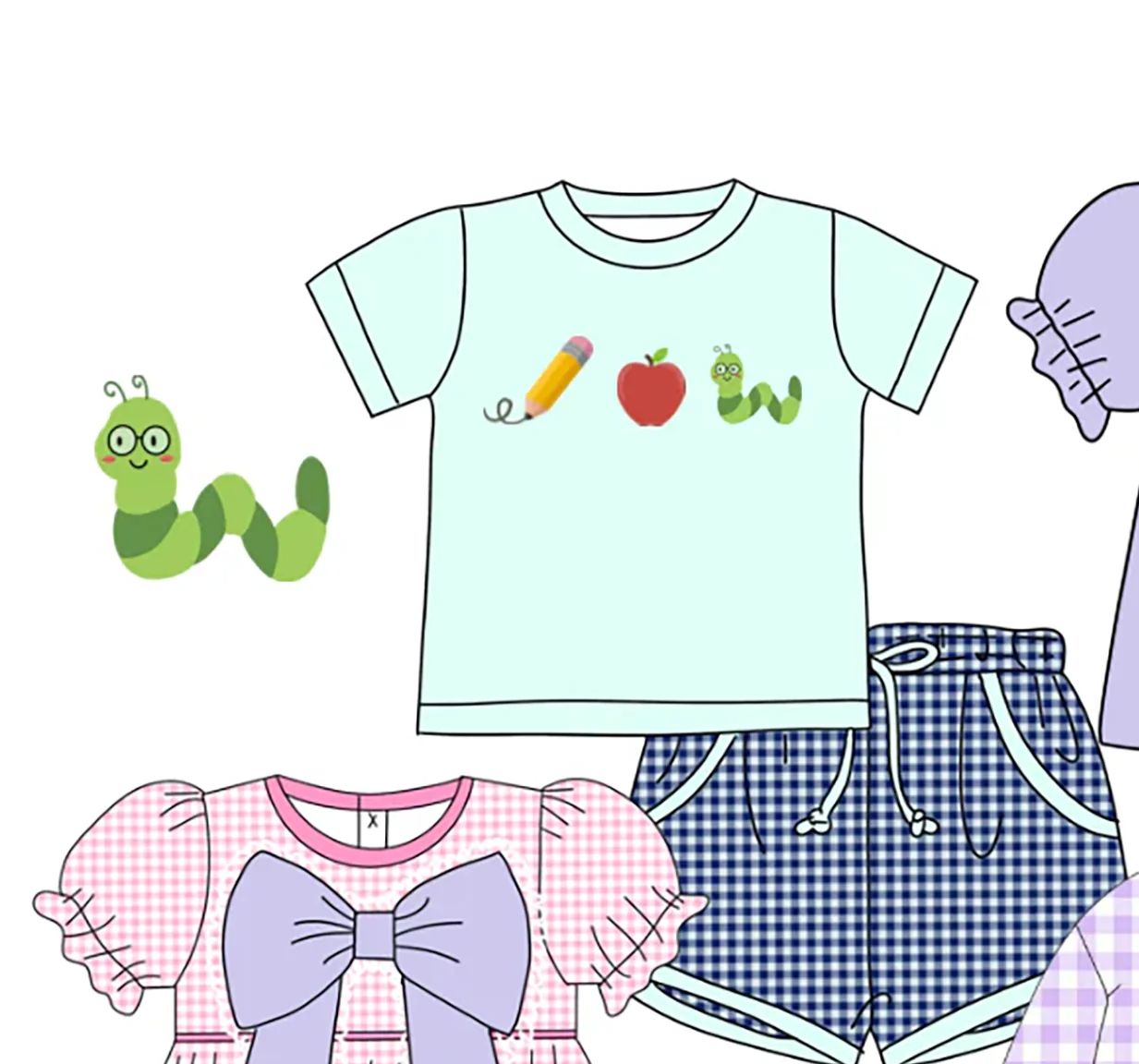 부티크 아동복 신학기 의상 애플북스 프린트 의류 여아  - Summer Clothing Boutiques 리뷰 및 가격